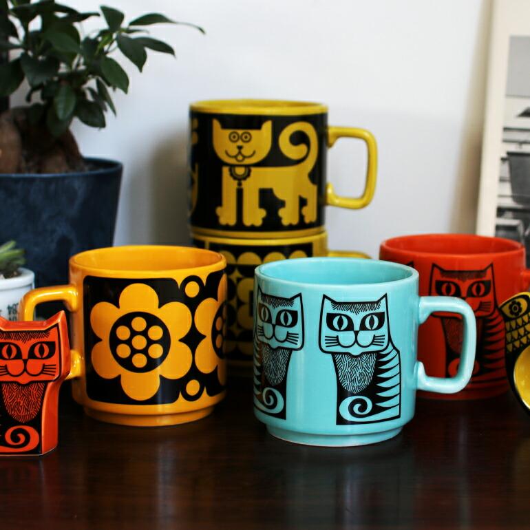 マグカップ 陶器 330ml 電子レンジ 食洗機 ホーンジー イギリス ミッドセンチュリー 復刻 レトロ ネコ 花 Magpie x HORNSEA マグパイ Hornsea Mug | ブランド登録なし | 06