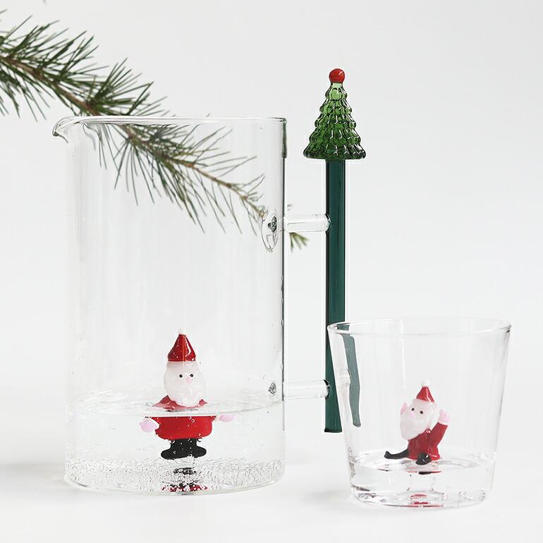 ジャグ ピッチャー クリスマス サンタクロース ガラス イタリア 手吹き ICHENDORF MILANO イッケンドルフ ミラノ CT Jugの画像