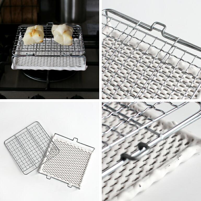 焼網 セラミック トースト 餅 炭火焼感覚 もっちり 遠赤外線 ガスコンロ専用 卓上セラミック焼網 白 | ブランド登録なし | 03