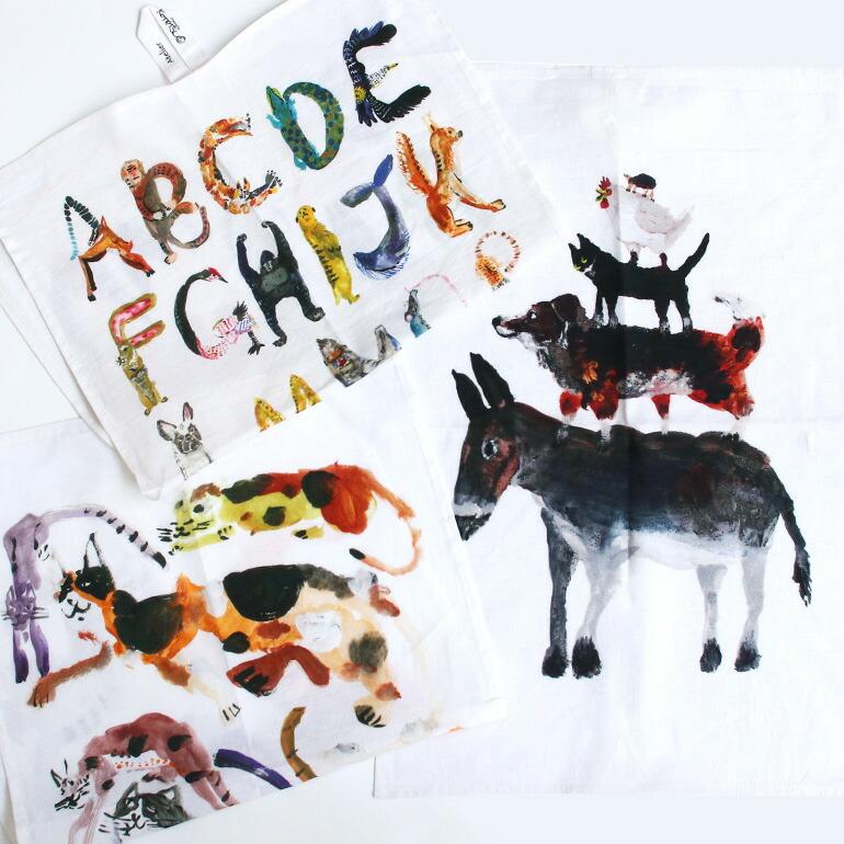 キッチンクロス コットンリネン キッチンタオル ふきん 手拭き おしゃれ ネコ 動物 Atelier KOTETSU アトリエコテツ | ブランド登録なし