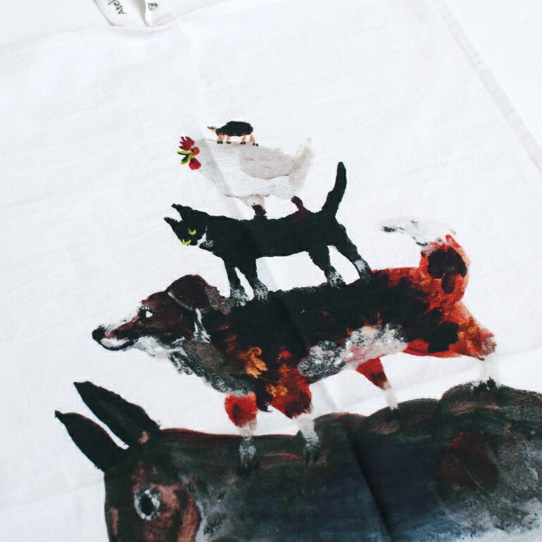 キッチンクロス コットンリネン キッチンタオル ふきん 手拭き おしゃれ ネコ 動物 Atelier KOTETSU アトリエコテツ | ブランド登録なし | 06