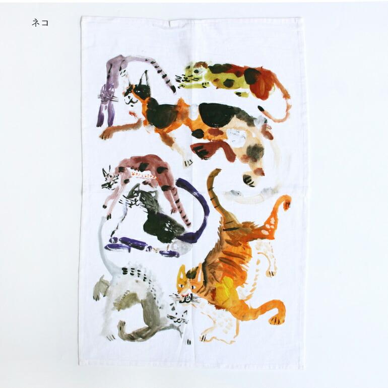 キッチンクロス コットンリネン キッチンタオル ふきん 手拭き おしゃれ ネコ 動物 Atelier KOTETSU アトリエコテツ | ブランド登録なし | 08