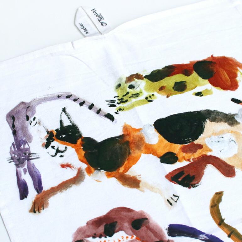 キッチンクロス コットンリネン キッチンタオル ふきん 手拭き おしゃれ ネコ 動物 Atelier KOTETSU アトリエコテツ | ブランド登録なし | 09