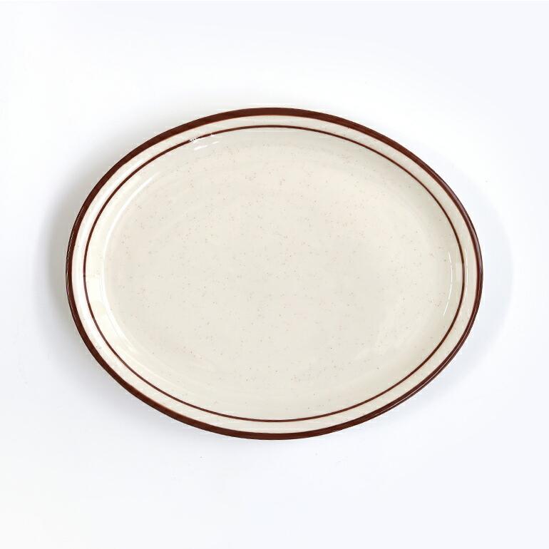 食器 アメリカ 楕円 オーバルプレート 29cm ダイナー ウェア 業務用 Tuxton タクストン ブラウンライン Bahamas Oval Plate | ブランド登録なし