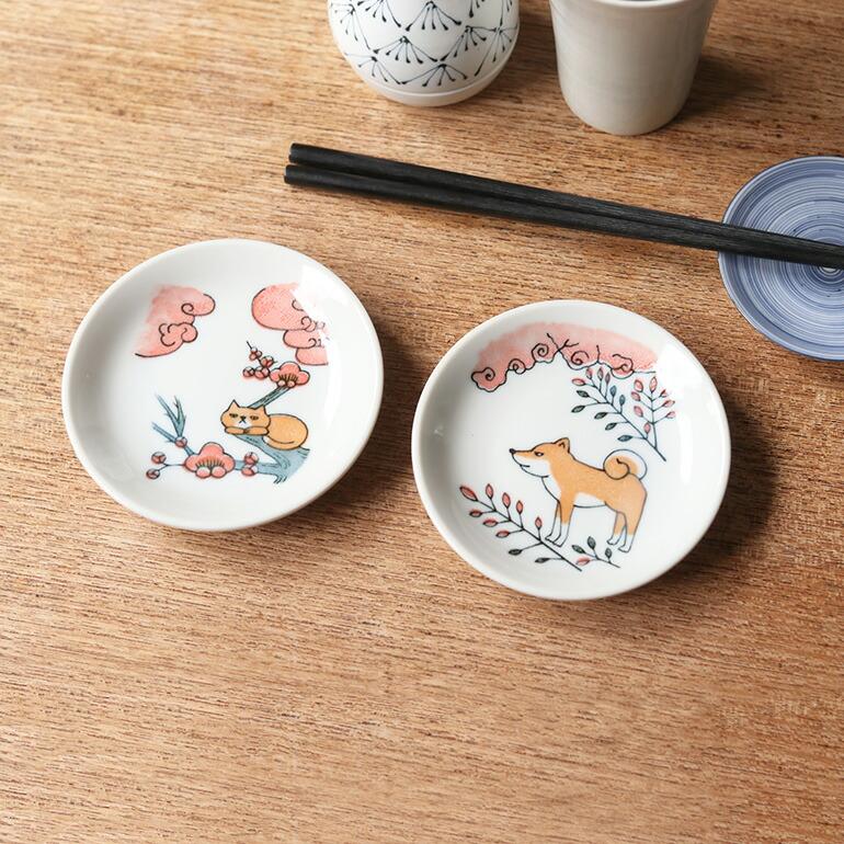 豆皿 ねこ 犬 美濃焼 10cm 花札豆皿 おしゃれ 贈り物 | ブランド登録なし | 03