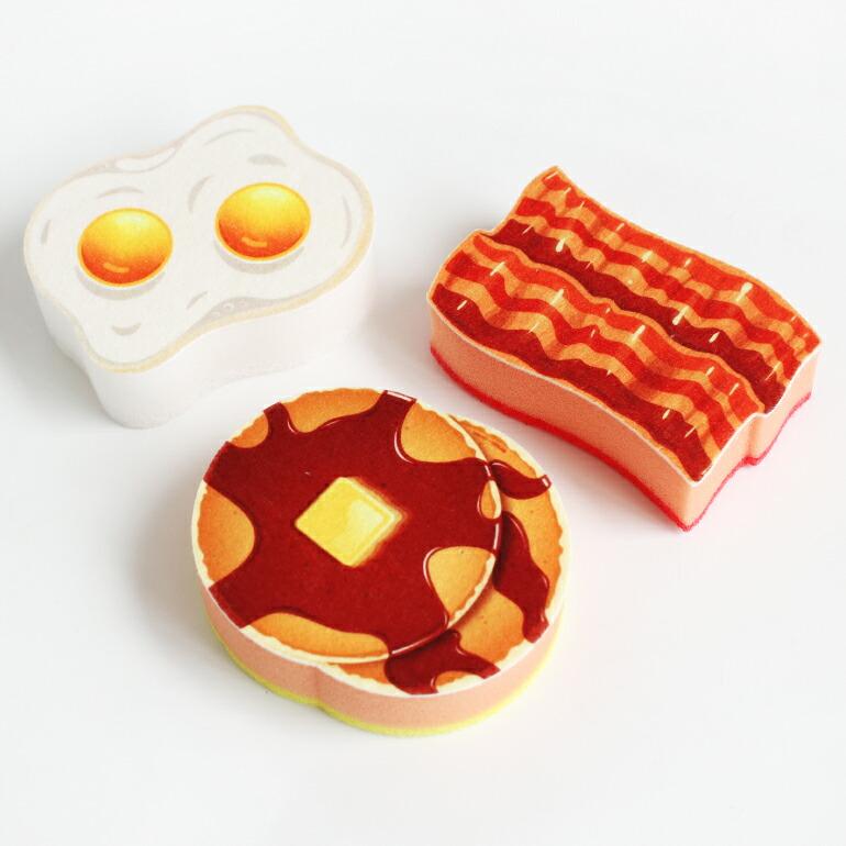 スポンジ 食器 台所用 キッチン おしゃれ   3個セット アメリカ USA 朝食 Fred フレッド ブレックファストスクラブスポンジ | Fred | 02