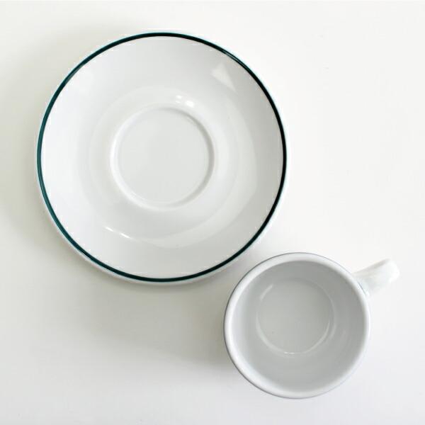 エスプレッソカップ カップ＆ソーサー 磁器 ホワイト グリーンライン 80ml  スペイン製 業務用食器  Porvasal ポルバサル | ブランド登録なし | 01