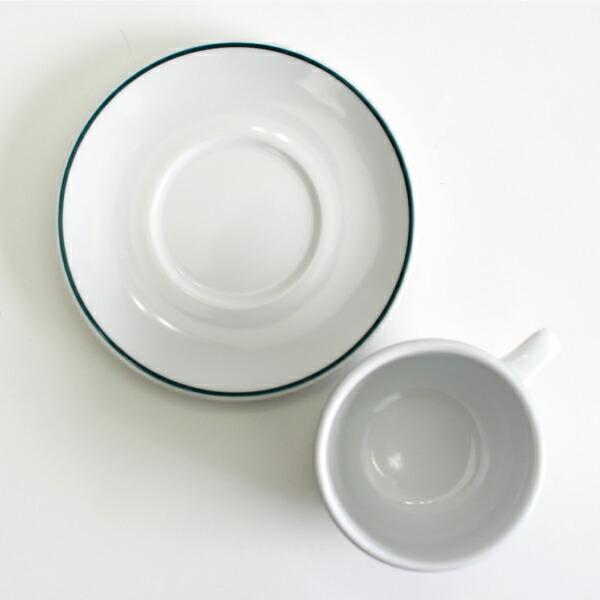 カップ＆ソーサー 磁器 ホワイト グリーンライン 250ml スタッキング シンプル スペイン製 業務用食器  Porvasal ポルバサル | ブランド登録なし | 01