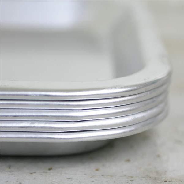 アルミトレー 給食バット カフェトレイ 角盆 アルミ シルバー 軽量 懐かしい レトロ キッチン用品 タイ製 L | ブランド登録なし | 01