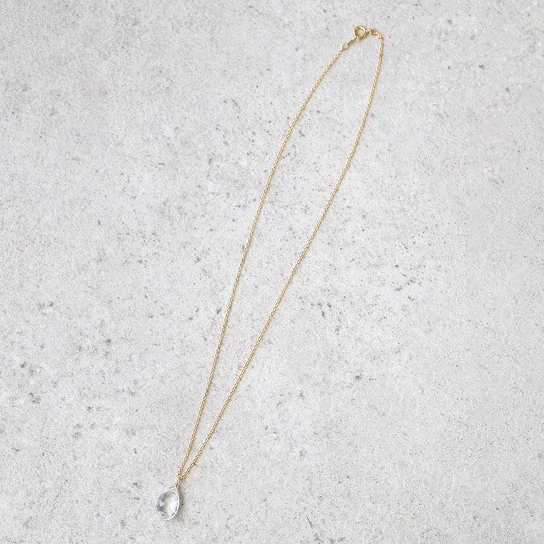ネックレス 水晶 クリア 天然石 14K クリスタルクォーツ シンプル