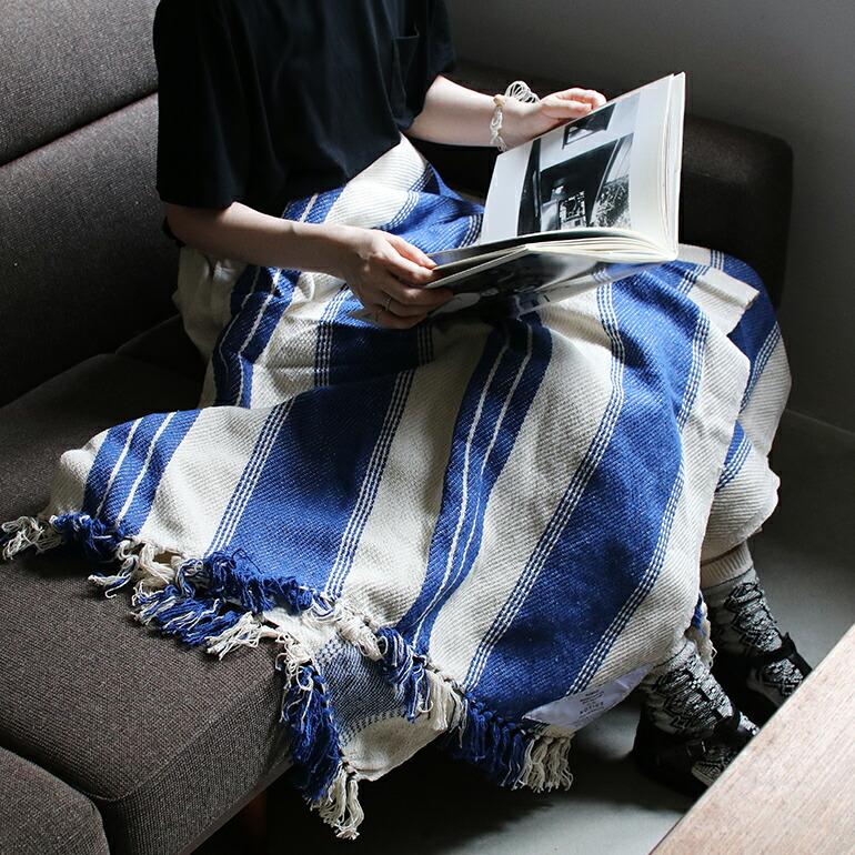 ブランケット PUEBCO プエブコ タオル おしゃれ ストライプ 大判 ひざ掛け MARINE TWILL BLANKET マリン タオル ブランケット | PUEBCO | 01