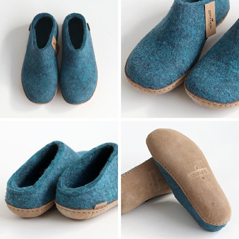 ルームシューズ 暖かい ウール レザー レディース メンズ 冬 夏 オールシーズン 高品質 吸湿性 通気性 glerups グレーラップ SLIP-ON WITH LEATHER SOLE | ブランド登録なし | 04