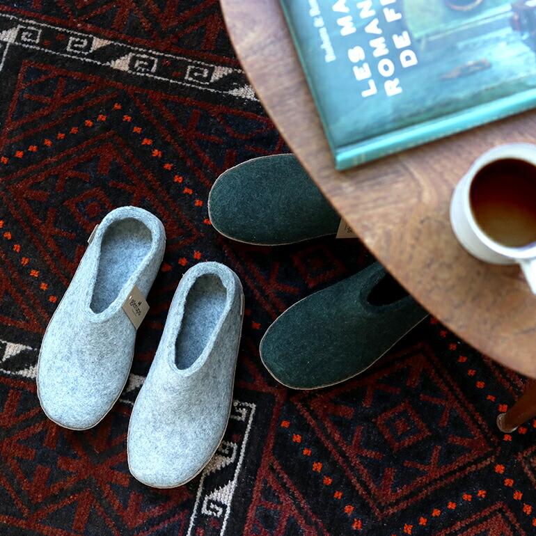 ルームシューズ 暖かい ウール レザー レディース メンズ 冬 夏 オールシーズン 高品質 吸湿性 通気性 glerups グレーラップ SLIP-ON WITH LEATHER SOLE | ブランド登録なし | 10