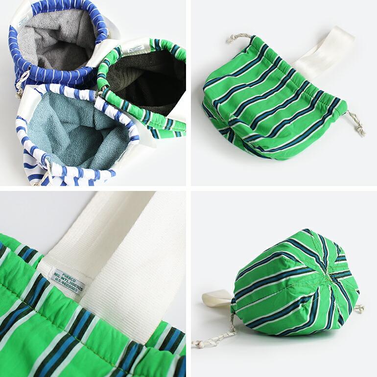 巾着バッグ PUEBCO プエブコ おしゃれ ストライプ シャツ素材 タオル地 ハンドバッグ SHIRT FABRIC DRAWSTRING BAGドローストリング バッグ | PUEBCO | 06