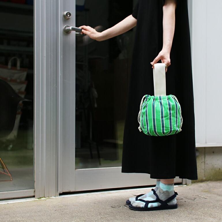 巾着バッグ PUEBCO プエブコ おしゃれ ストライプ シャツ素材 タオル地 ハンドバッグ SHIRT FABRIC DRAWSTRING BAGドローストリング バッグ | PUEBCO | 07