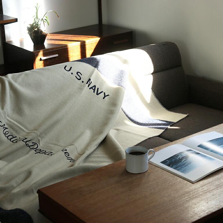 ブランケット ミリタリー 復刻 ウール 米軍 アメリカ USタイプ NAVY