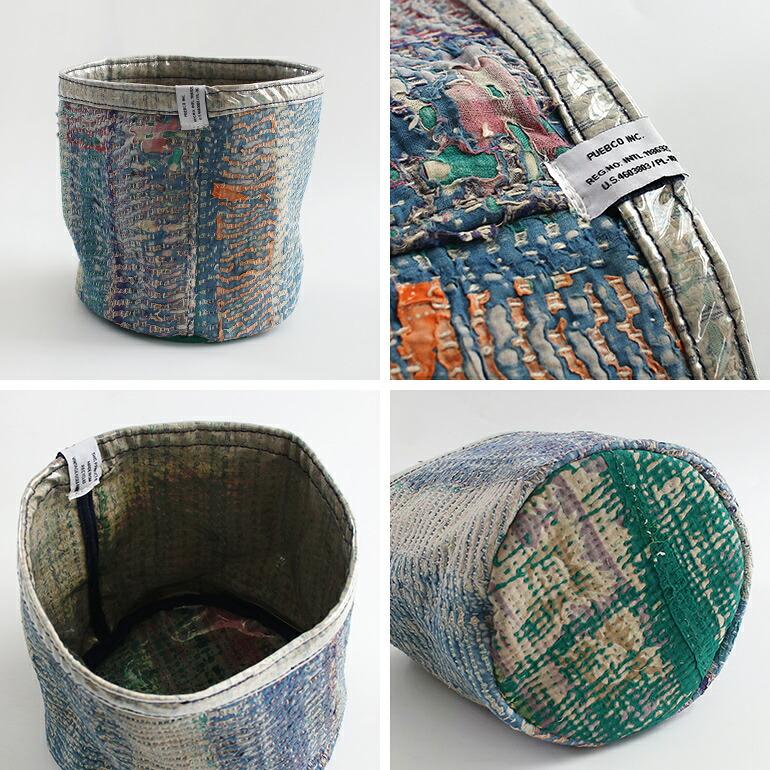 収納 バスケット オーガナイザー 小物入れ キルト カンタキルト PUEBCO プエブコ インド ビニール COVERED VINTAGE KANTHA QUILT ORGANIZER | PUEBCO | 01