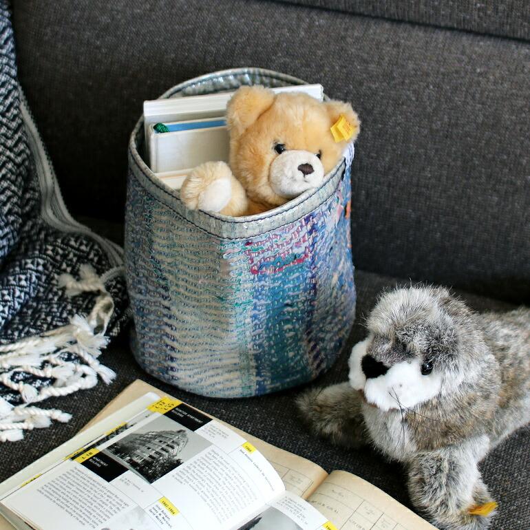 収納 バスケット オーガナイザー 小物入れ キルト カンタキルト PUEBCO プエブコ インド ビニール COVERED VINTAGE KANTHA QUILT ORGANIZER | PUEBCO | 04