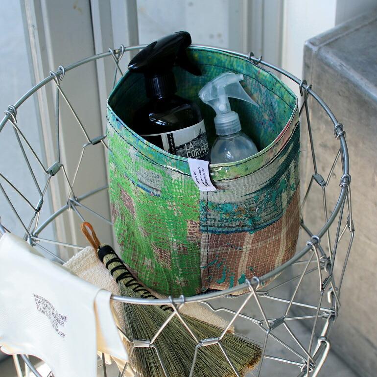 収納 バスケット オーガナイザー 小物入れ キルト カンタキルト PUEBCO プエブコ インド ビニール COVERED VINTAGE KANTHA QUILT ORGANIZER | PUEBCO | 05