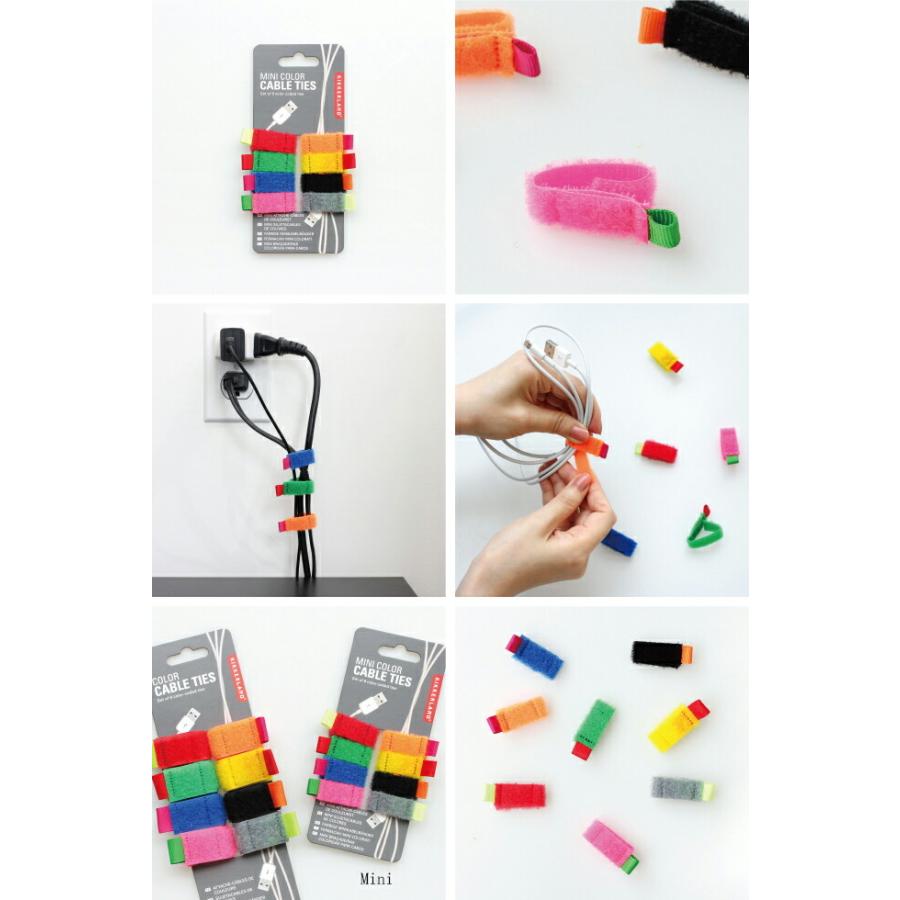 ケーブルタイ マジックテープ 結束バンド ミニ 蛍光カラー 8個セット キッカーランド KIKKERLAND Mini Color Cable Ties 小 |  | 01