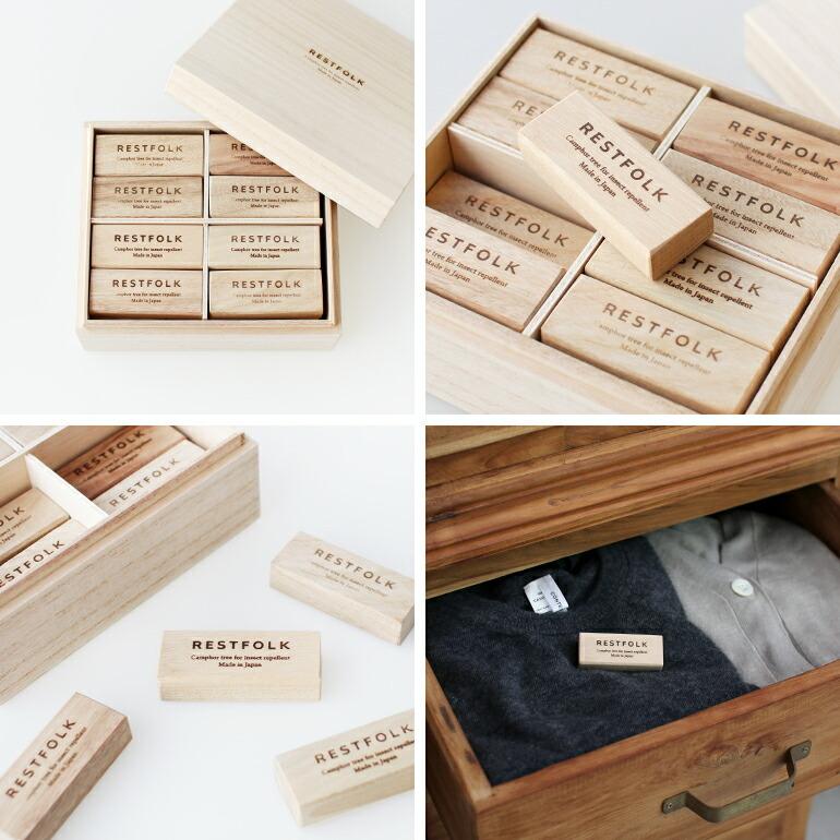 防虫剤 虫除けブロック 天然木 楠 クローゼット 引き出し 衣装ケース 無添加 24個 日本製 RESTFOLK カンフル ツリーブロック | ブランド登録なし | 02