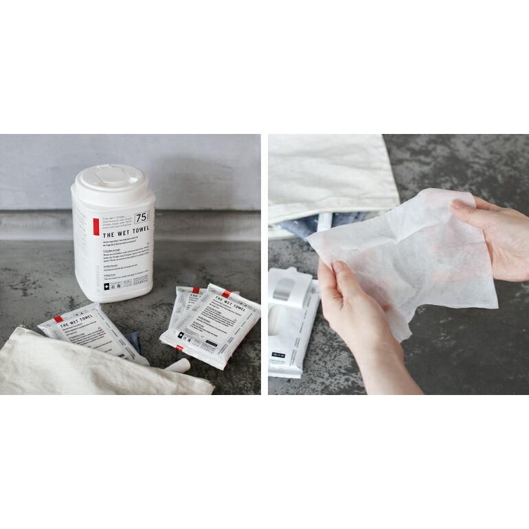 ウェットティッシュ 携帯 消毒 洗浄 100％ 植物由来 無香料 14枚入り 3個 中川政七商店 THE ザ THE WET TOWEL ポケットタイプ | THE | 03