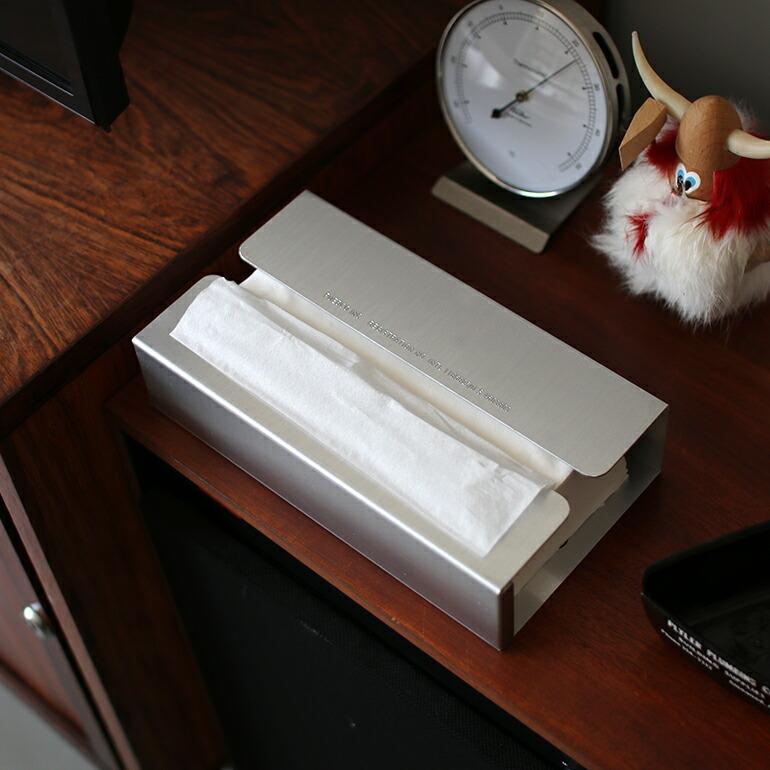 ティッシュケース 壁掛け 置き型 2way アルミ プエブコ PUEBCO 2-WAY TISSUE SLEEVE | PUEBCO | 01