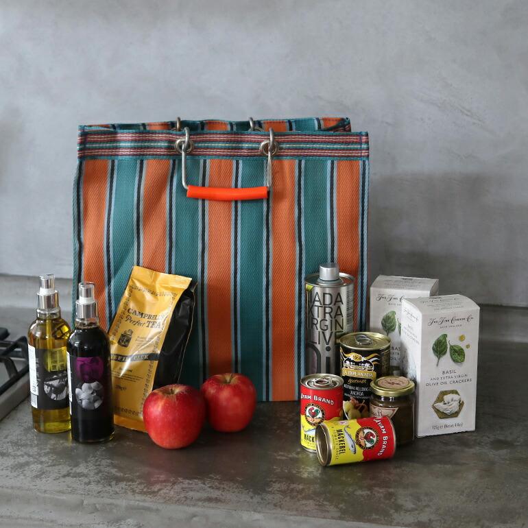 エコバッグ おしゃれ マルシェバッグ 正方形 プエブコ PUEBCO リサイクルプラスチックストライプバッグ RECYCLED PLASTIC STRIPE BAG Square | PUEBCO | 14