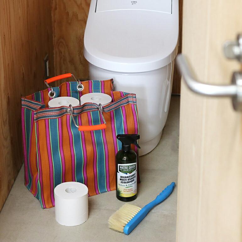 エコバッグ おしゃれ マルシェバッグ 正方形 プエブコ PUEBCO リサイクルプラスチックストライプバッグ RECYCLED PLASTIC STRIPE BAG Square | PUEBCO | 15