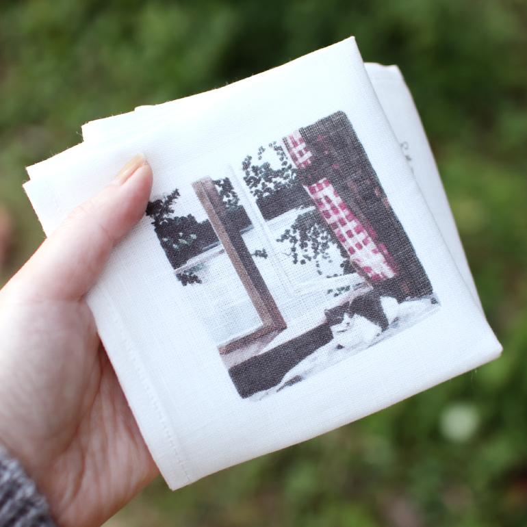 ハンカチ お弁当包み イヌ ネコ イラスト 絵柄 リネン 麻 45×45cm fog フォグ 猫との暮らし 犬との暮らし | fog linen work | 08