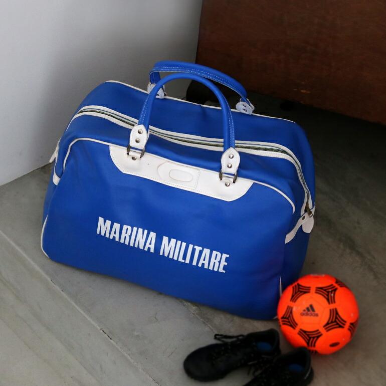 ミリタリー 軍放出品 イタリア 海軍 デッドストック M.M.I スポーツボストンバッグ ラウンド型 56L ブルー PVC