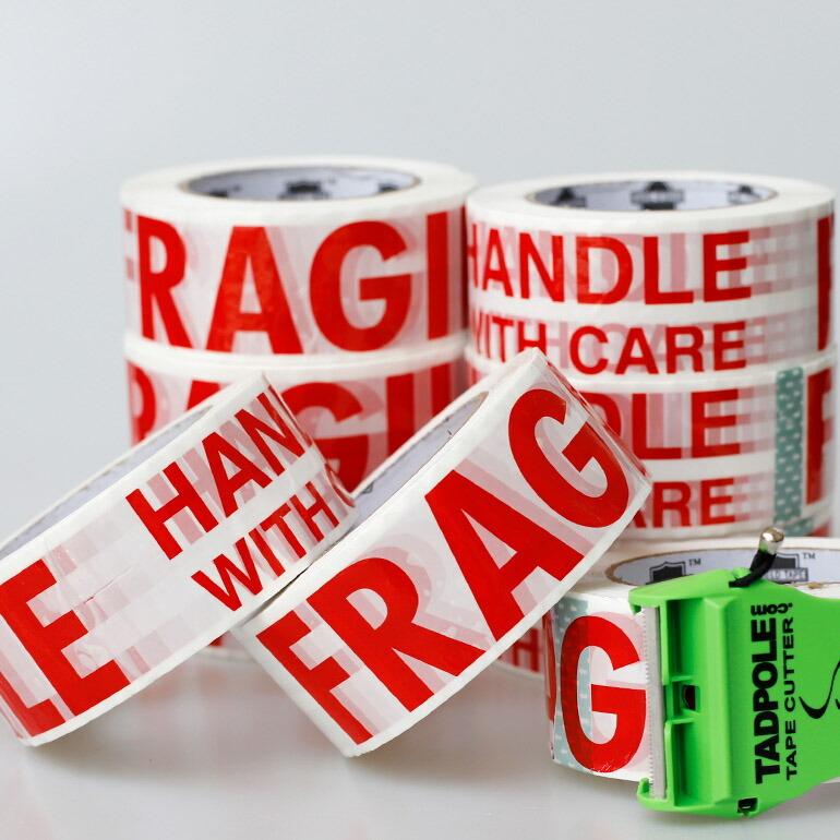 パッキングテープ 梱包テープ FRAGILE 割れ物注意 100m巻 アメリカ 輸入雑貨 PACKING TAPE 100m pap112