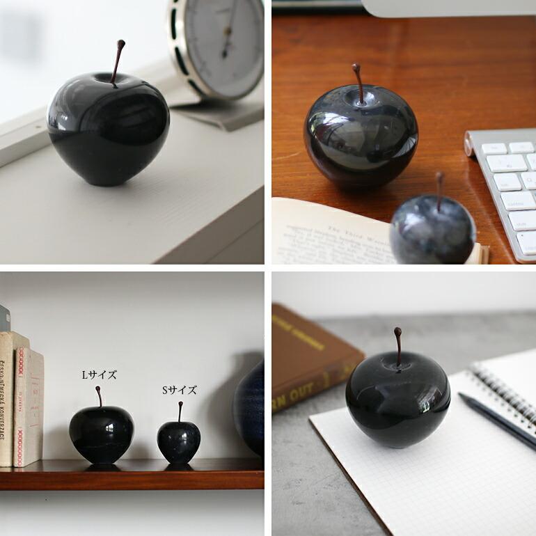 オブジェ インテリア ペーパーウエイト リンゴ Lサイズ  ディテール DETAIL MARBLE APPLE ブラック L | DETAIL | 02