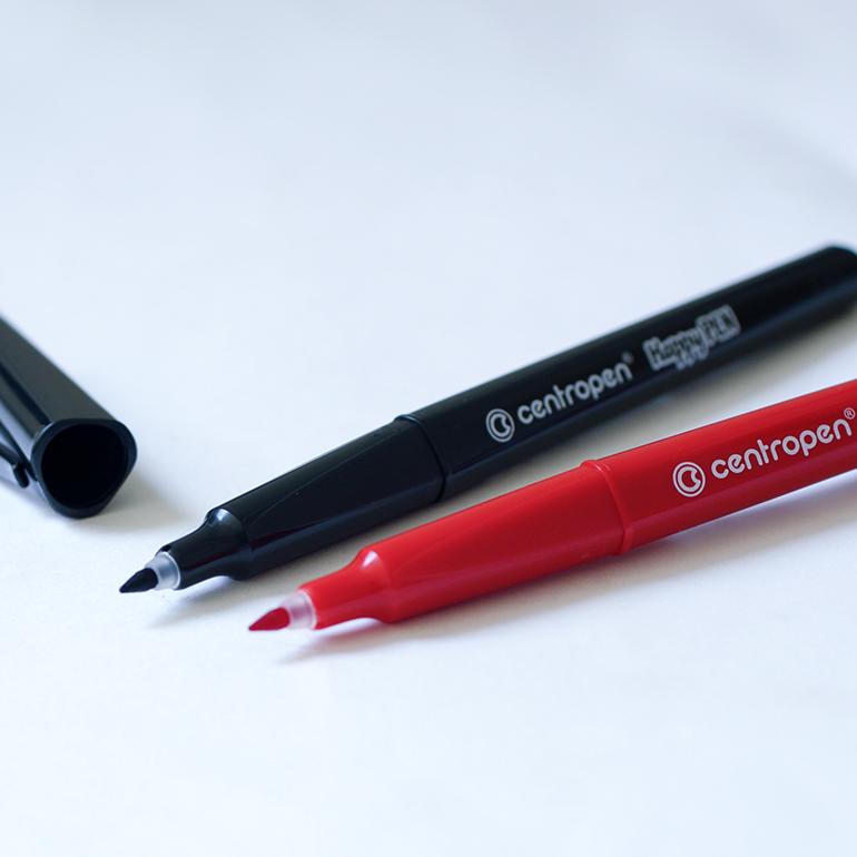 サインペン 水性 黒 赤 お絵描き チェコ おしゃれ centropen セントロ