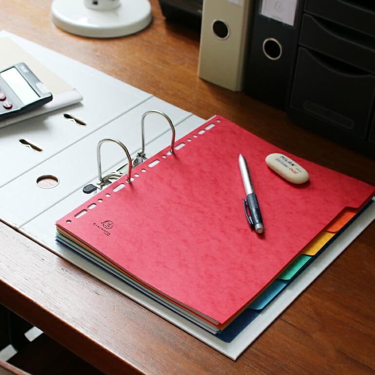 リングファイルA4 2穴 4穴 6分割 書類整理  エグザコンタ EXACOMPTA カラーインデックス | ブランド登録なし | 01