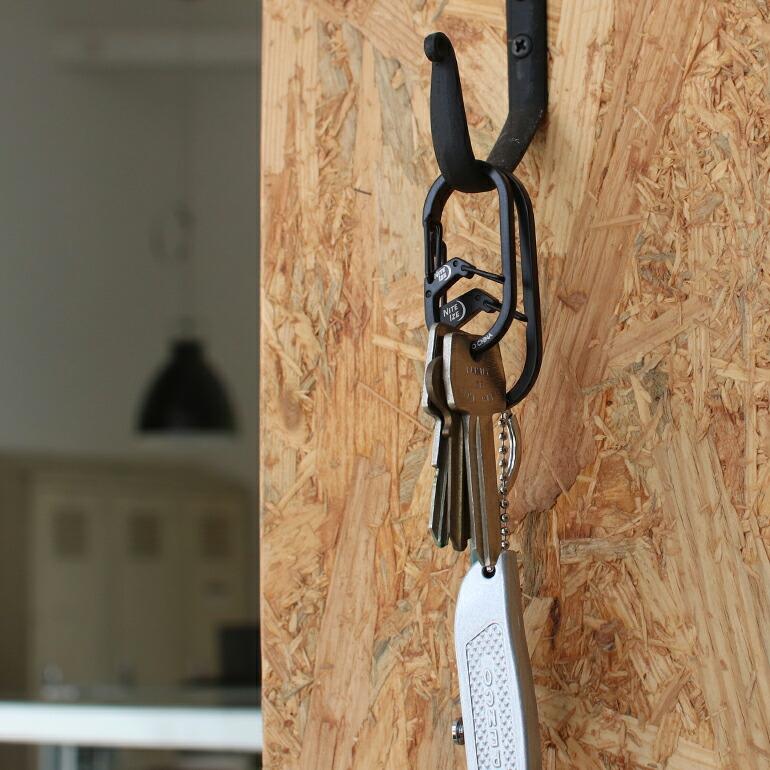 カラビナ キーホルダー おしゃれ シンプル アメリカ 軽量 薄型 NITE IZE ナイトアイズ Gシリーズ DUAL CHAMBER CARABINER #3 ブラック シルバー | NITE IZE | 05