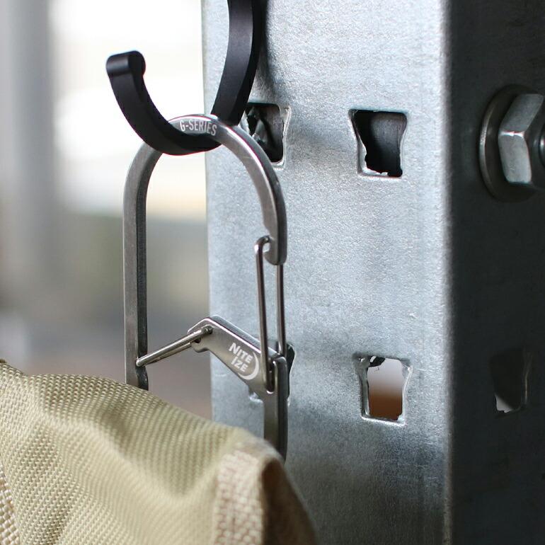 カラビナ キーホルダー おしゃれ シンプル アメリカ 軽量 薄型 NITE IZE ナイトアイズ Gシリーズ DUAL CHAMBER CARABINER #3 ブラック シルバー | NITE IZE | 07