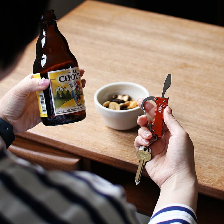 マルチツール キーホルダー 多機能 工具 アメリカ 栓抜き 小型ナイフ マイナスドライバー HY-KO ハイコー CARABINER ブルー オレンジ | ブランド登録なし | 03