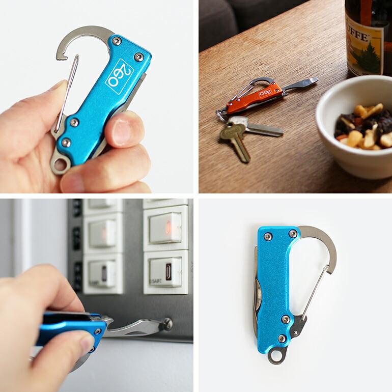 マルチツール キーホルダー 多機能 工具 アメリカ 栓抜き 小型ナイフ マイナスドライバー HY-KO ハイコー CARABINER ブルー オレンジ | ブランド登録なし | 05