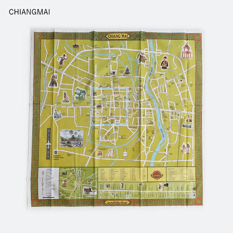 ハンカチ 地図 大判 タペストリー タイ チェンマイ バンコク おしゃれ デッドストック BUFF バフ Fabric Map | ブランド登録なし | 05