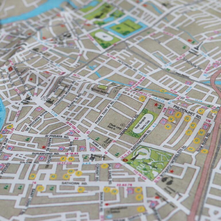 ハンカチ 地図 大判 タペストリー タイ チェンマイ バンコク おしゃれ デッドストック BUFF バフ Fabric Map | ブランド登録なし | 08