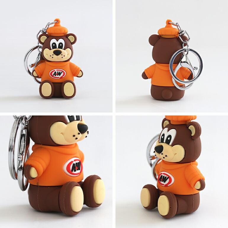 キーホルダー クマ アメリカ A&W Rooty 3Dラバーキーチェーン A&Wベア