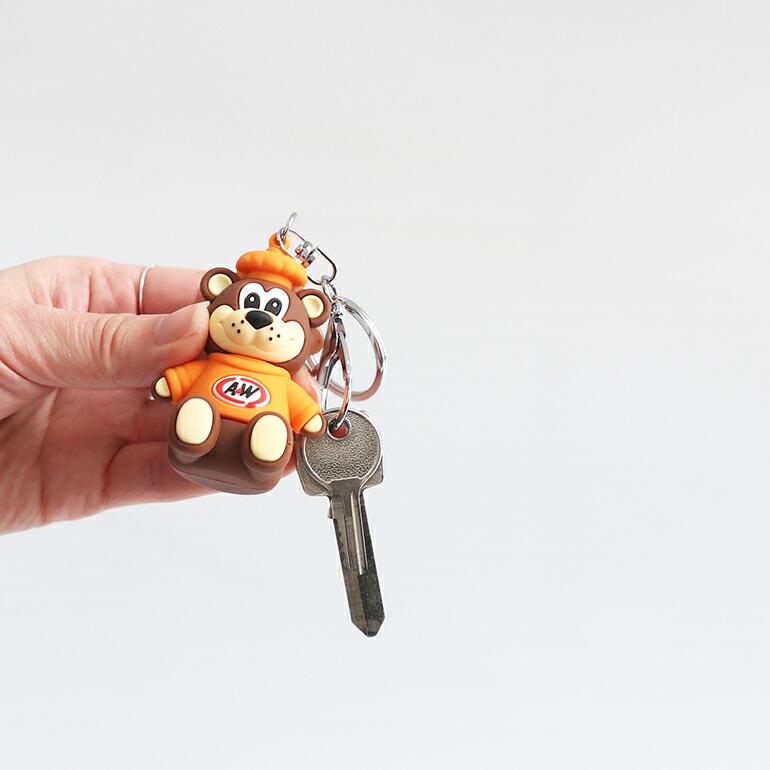 キーホルダー クマ アメリカ A&W Rooty 3Dラバーキーチェーン A&Wベア