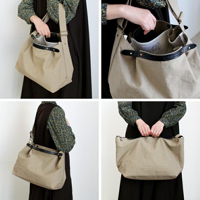 ショルダーバッグ トートバッグ 大きめ 収納 ユニセックス 革 レザー キャンバス Suolo スオーロ CROP middle | SUOLO | 12