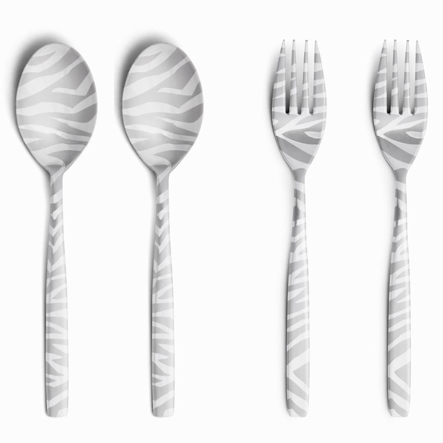 カトラリーセット Party DRESS 4本セット ステンレス カトラリーセット パーティードレス ペアセット シマウマ | 