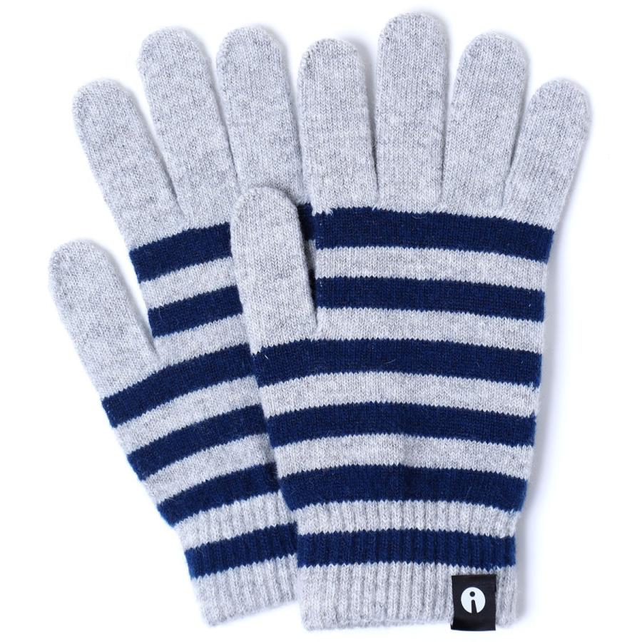 スマホ手袋 iTouch Gloves Lサイズ タッチパネル操作 スマートフォン対応 スマホ対応 アイタッチグローブ ストライプ ライトグレーxネイビー | 