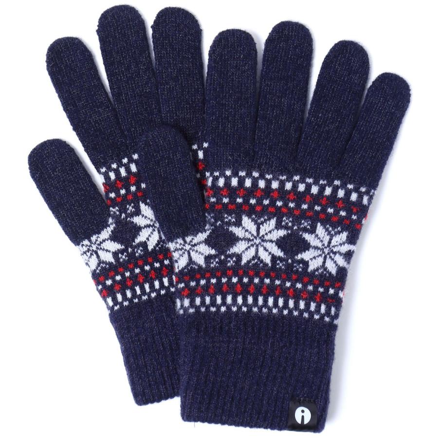 スマホ手袋 iTouch Gloves Lサイズ タッチパネル操作 スマートフォン対応 ウール スマホ対応手袋 アイタッチグローブ ジャカード ネイビー | 