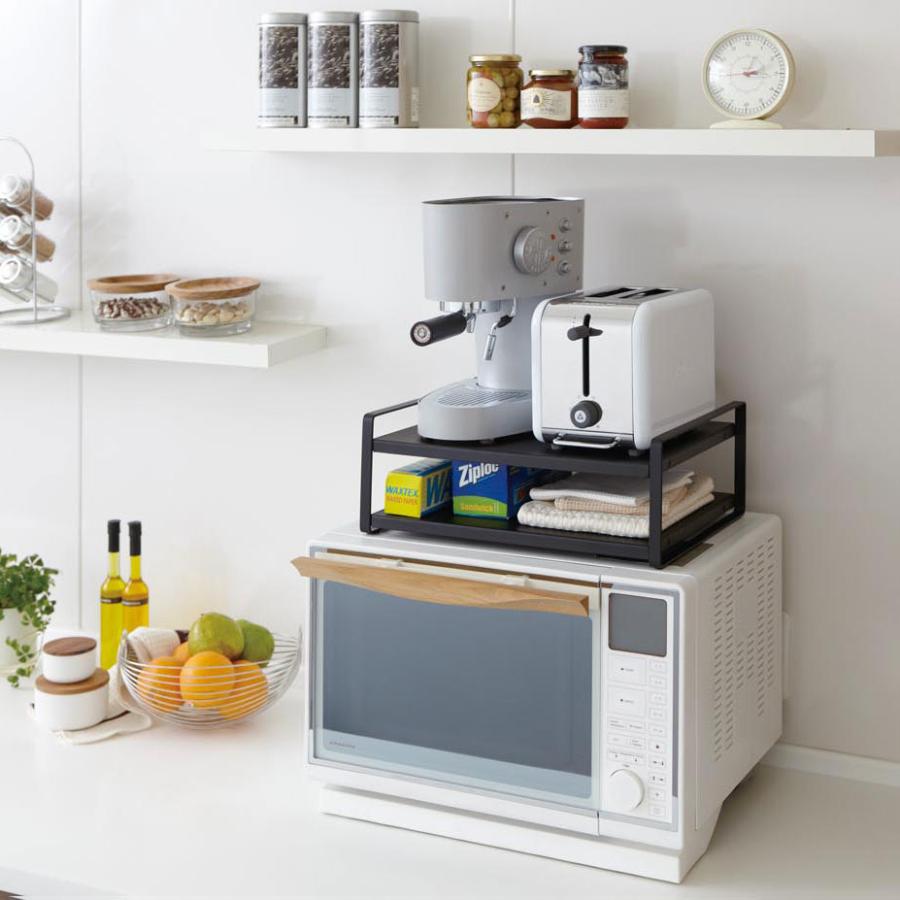 キッチン収納 正規品 TOWER タワー レンジ上ラック キッチンラック 隙間家具 隙間収納 収納アイデア 収納ラック 山崎実業 ブラック | tower