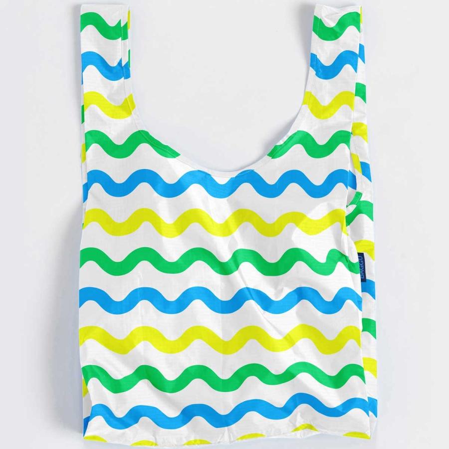 エコバッグ BAGGU 正規品 STANDARD BAGGU 収納ポーチ 折りたたみ  バグゥ スタンダード 日本限定モデル ネオンウェーブストライプ | BAGGU