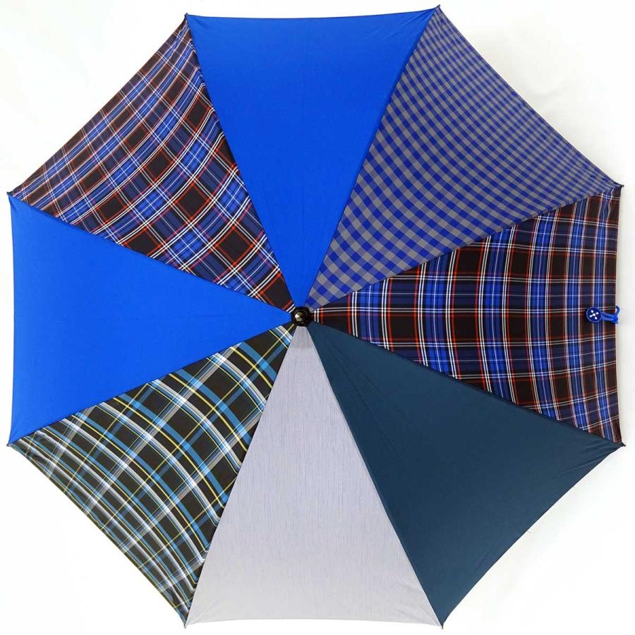 傘 +RING coco 65cm メンズ おしゃれ 雨傘 プラスリング 長傘 男性用 T285 タータンチェック ブルー | 